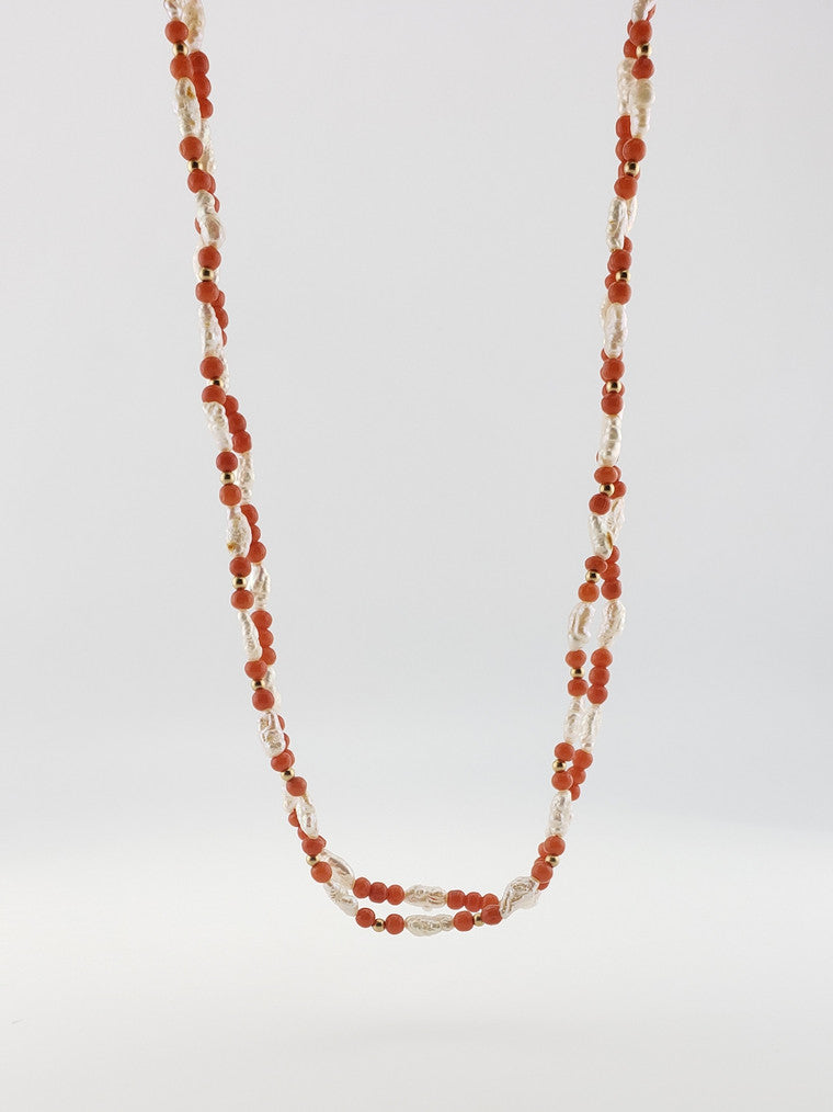 Coral and Pearl Strand 18"