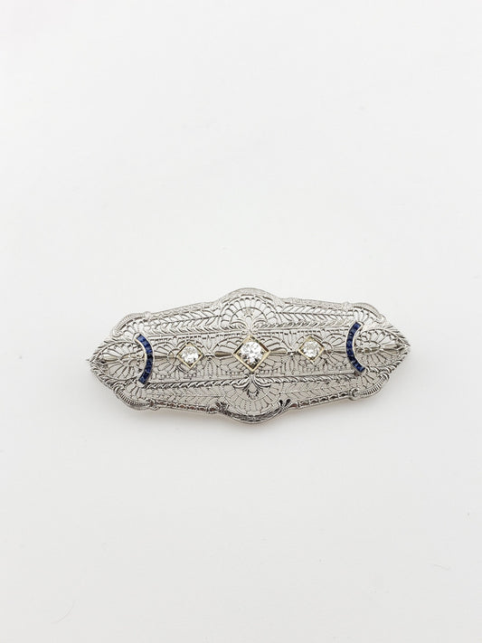 1900 Diamond and Sapphire Brooch