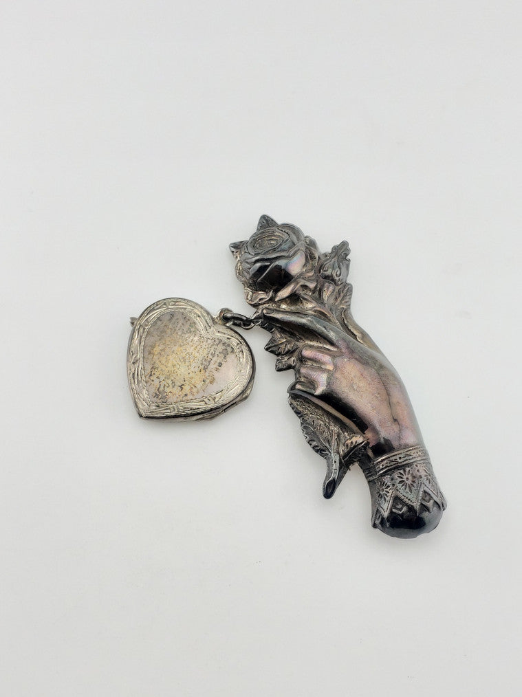 SS Heart & Flower Pin Locket