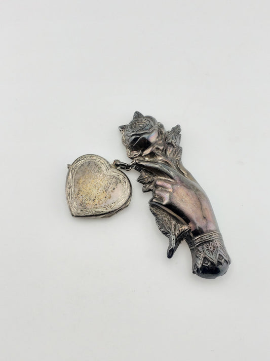 SS Heart & Flower Pin Locket