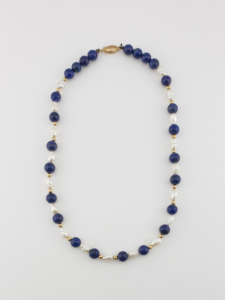 Lapis & Pearl Strand 15"