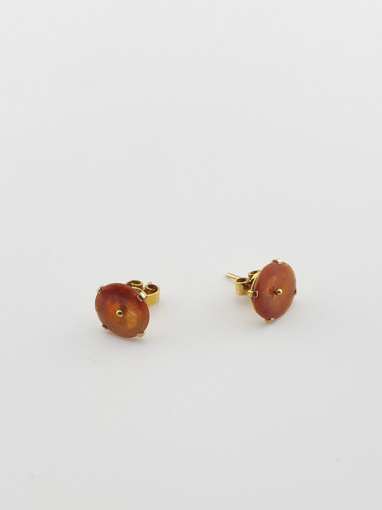 Red Jade Button Studs
