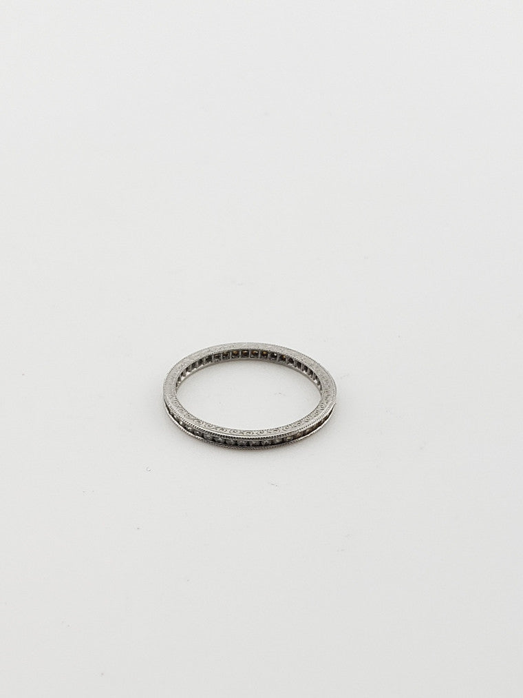 Platinum Engraved-Side Diamond Eternity Band