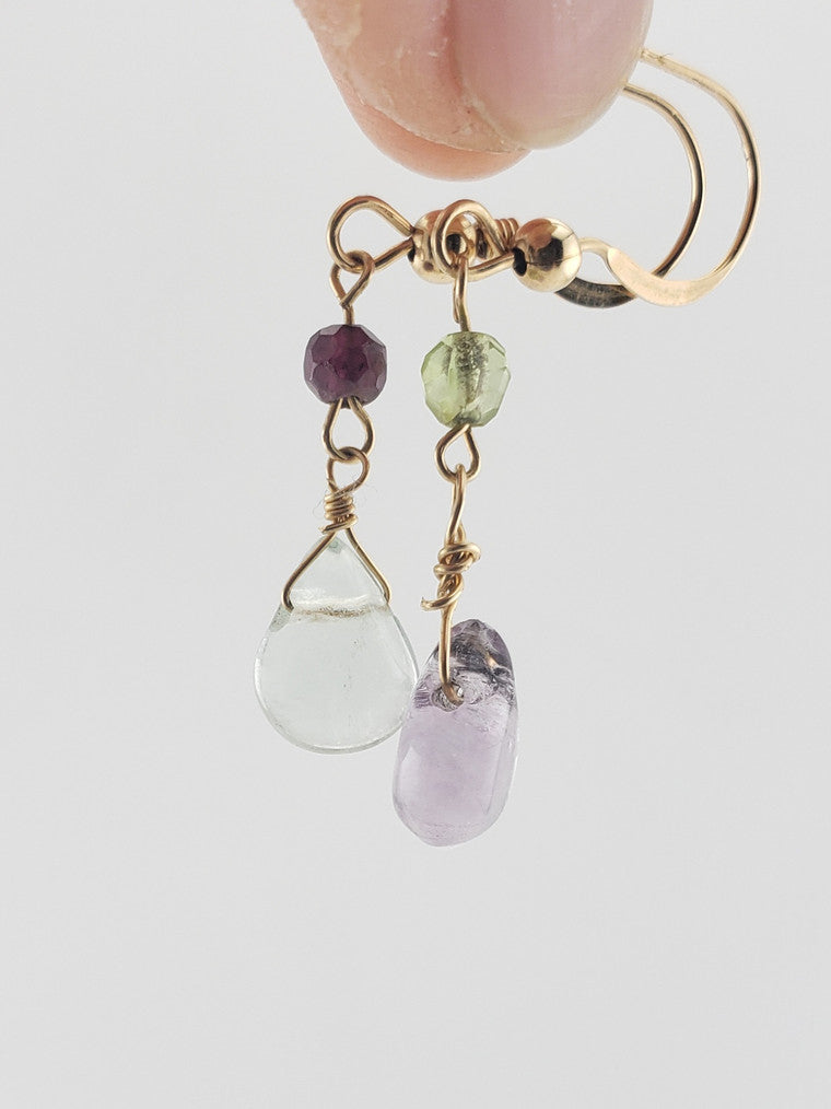 GF Fluorite Odd Color Earrings
