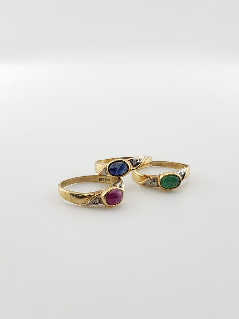 Sapphire Cabochon Wave Ring