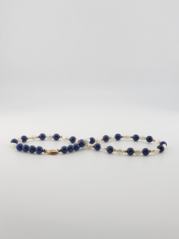 Lapis & Pearl Strand 15"
