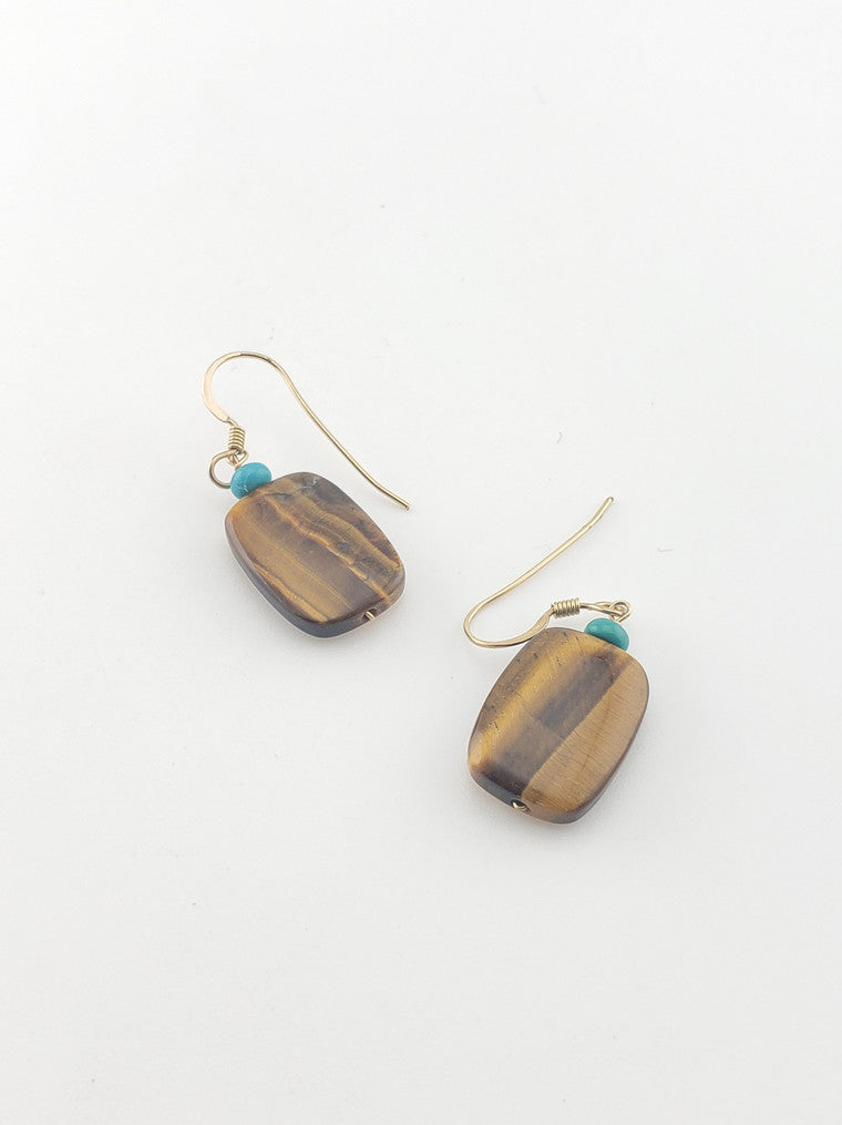 GF Rectangle Tiger Eye Earring