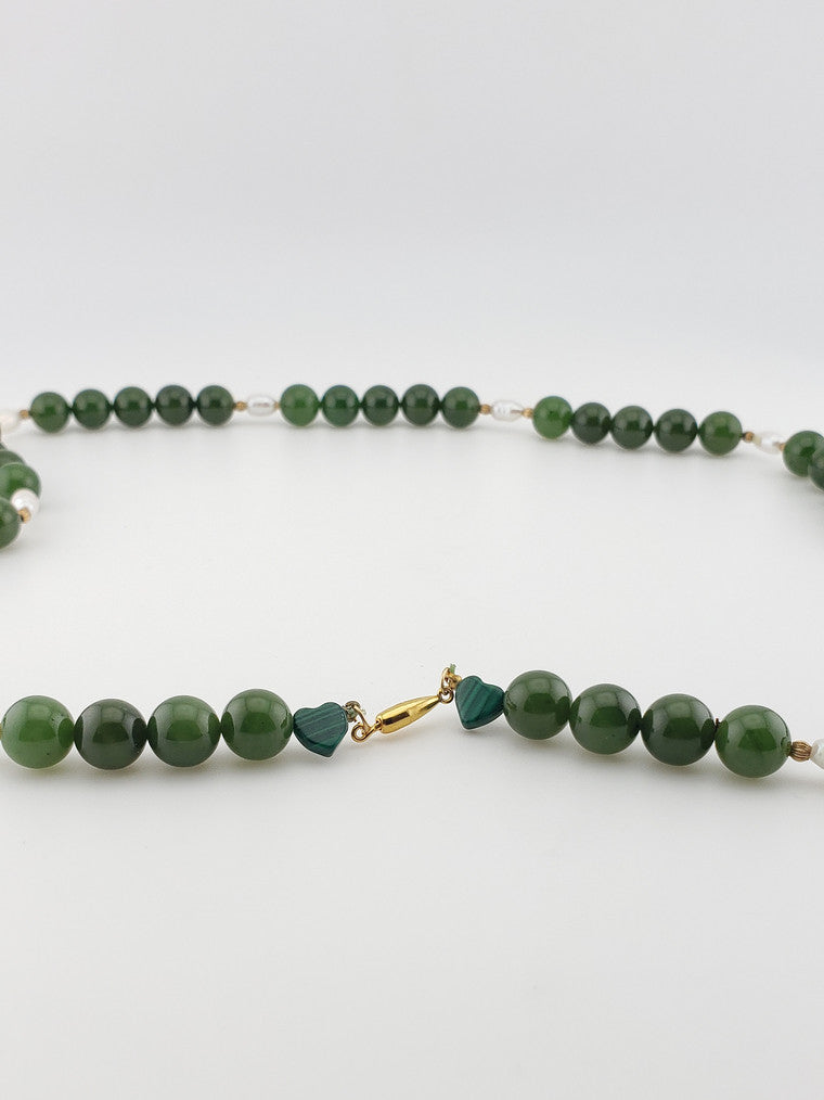 Nephrite Jade Strand with Pearls