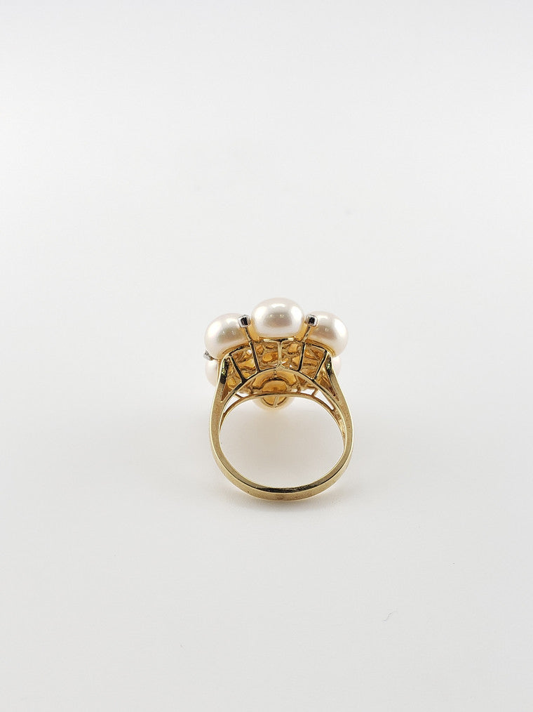Pink Pearl Cluster Ring
