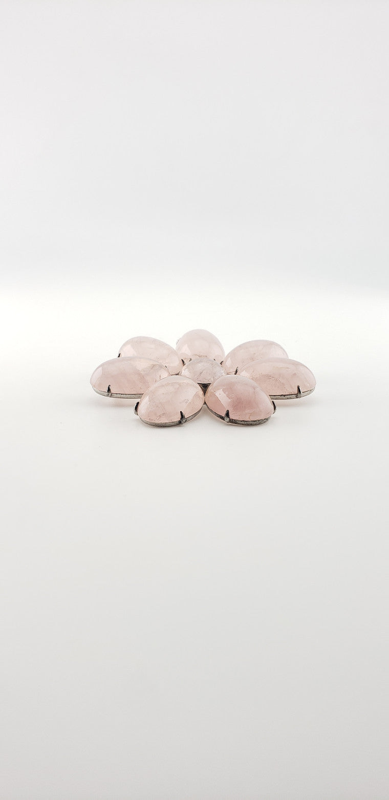 Rose Quartz Flower Brooch