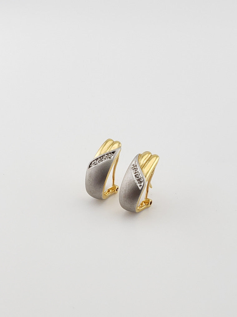 18k Two-Tone Clip Style Earrings