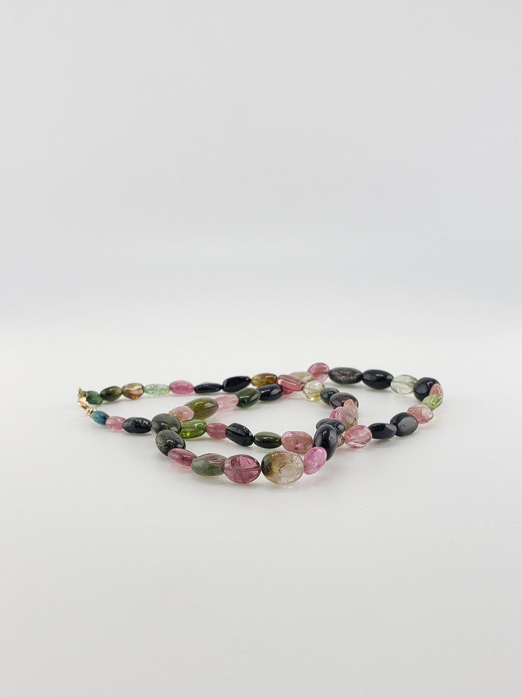 Watermelon Tourmaline Bead Necklace