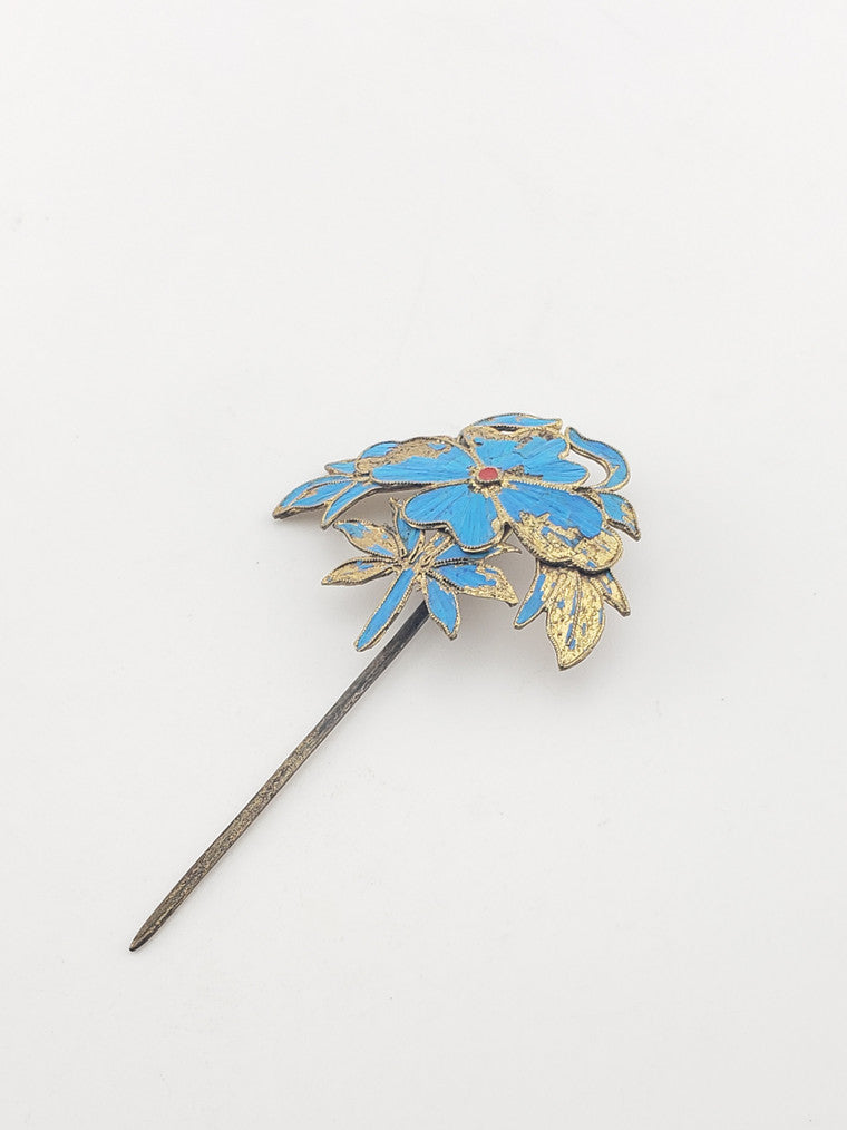 Antique Kingfisher Feather Hair Pin