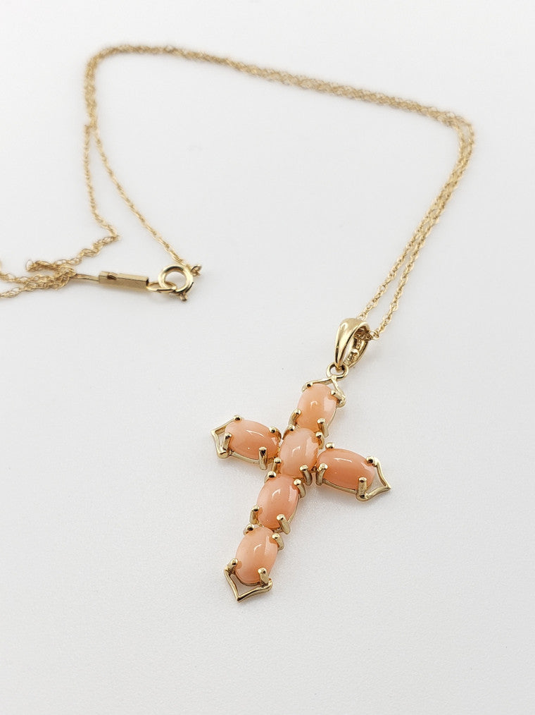 Coral Cross Necklace