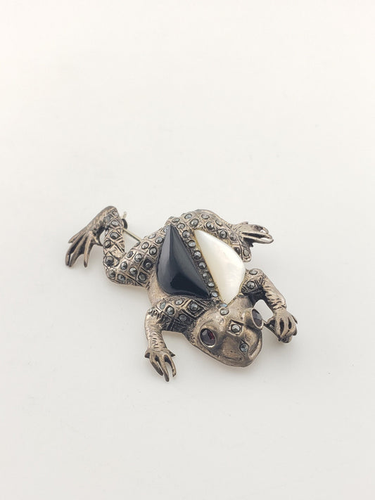 Sterling "Money Catcher" Frog Pin