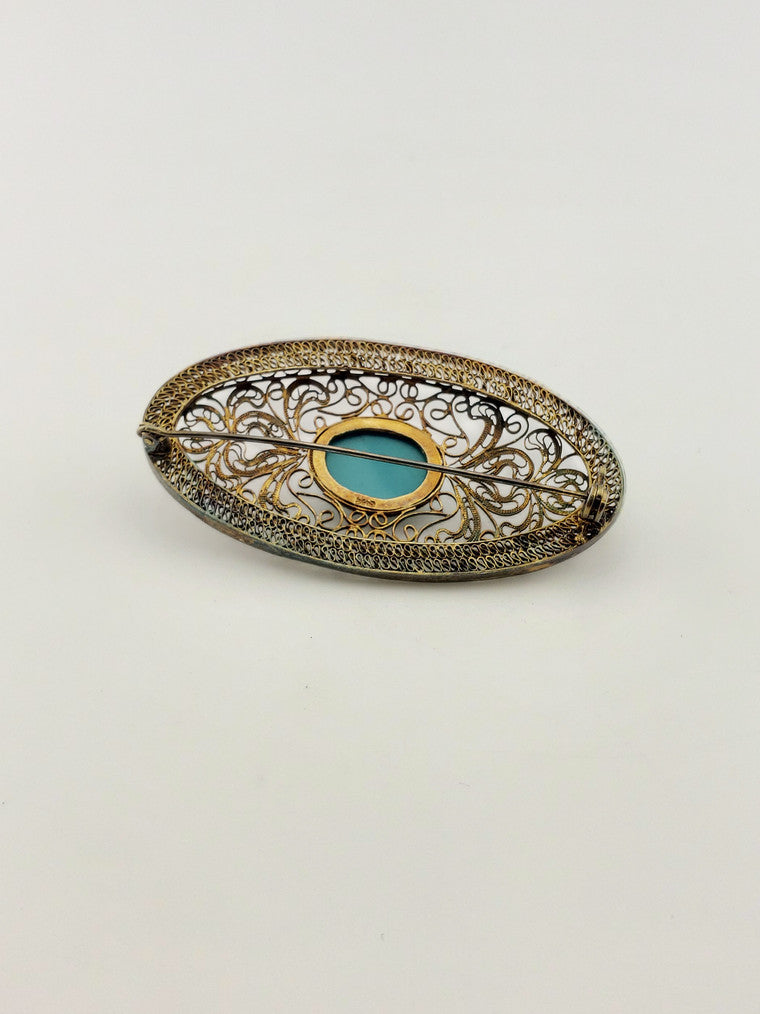 Vermeil Turquoise Pin