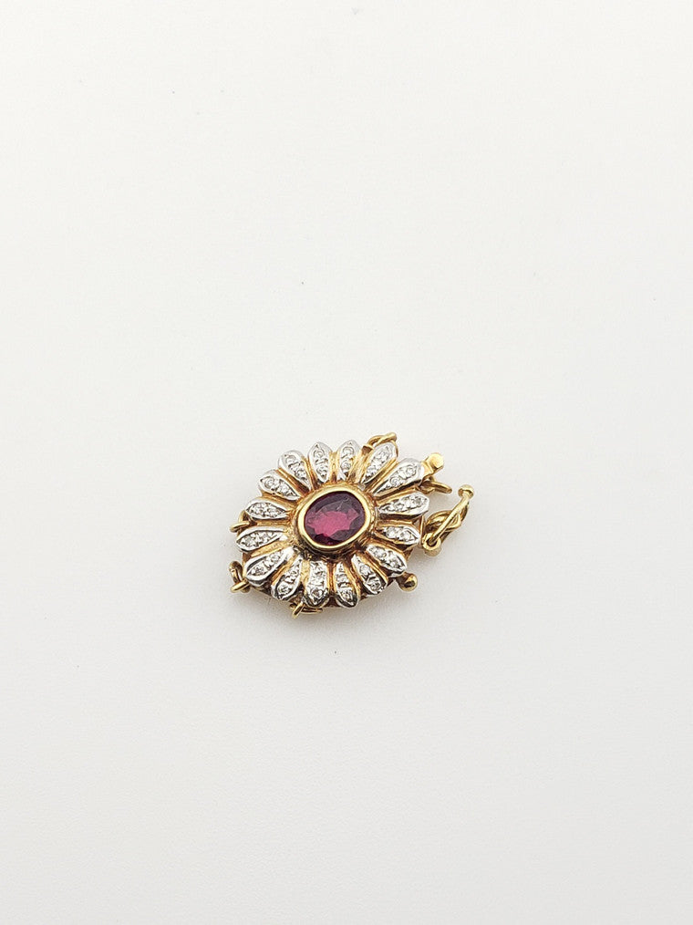 Ruby and Diamond Flower Clasp