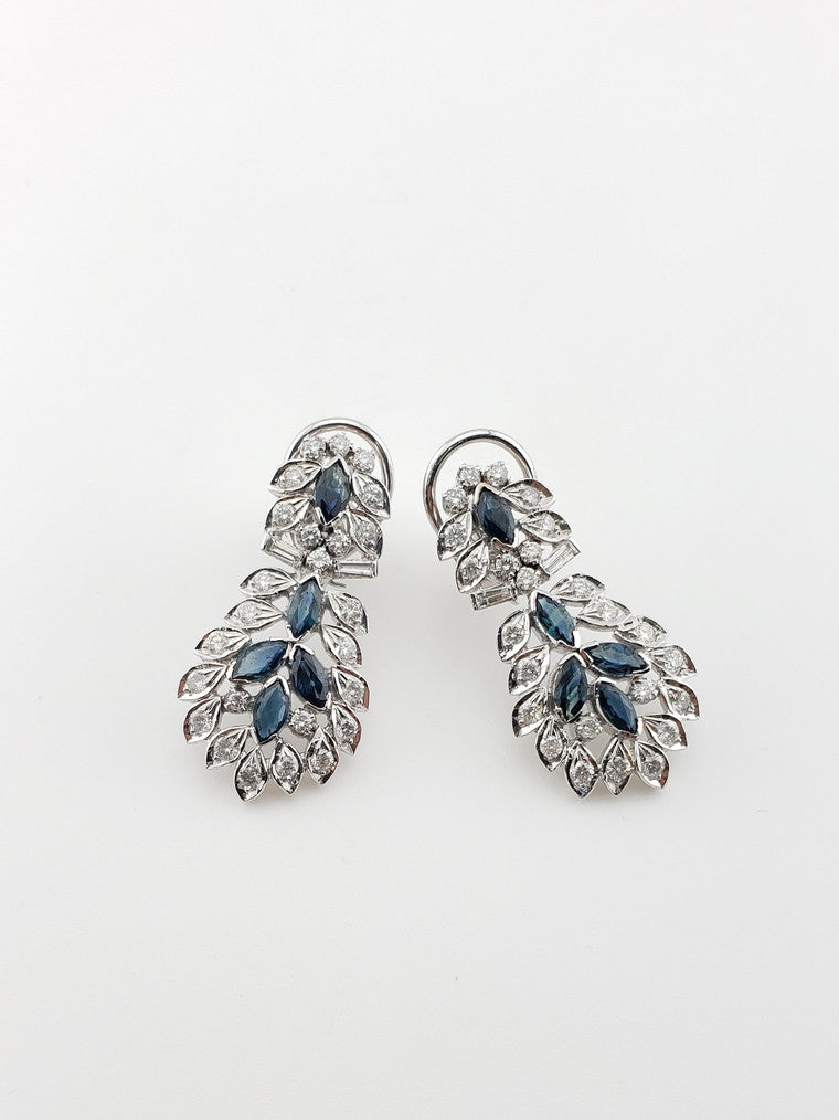 18k Sapphire and Diamond Earrings
