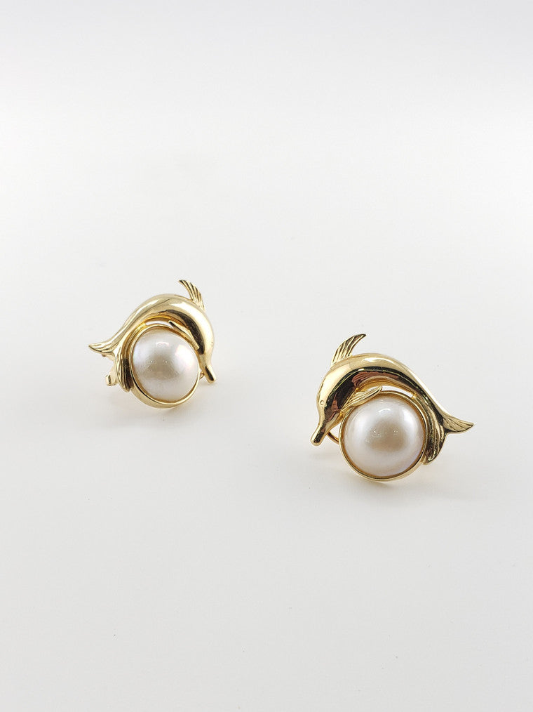 Dolphin & Pearl Earrings