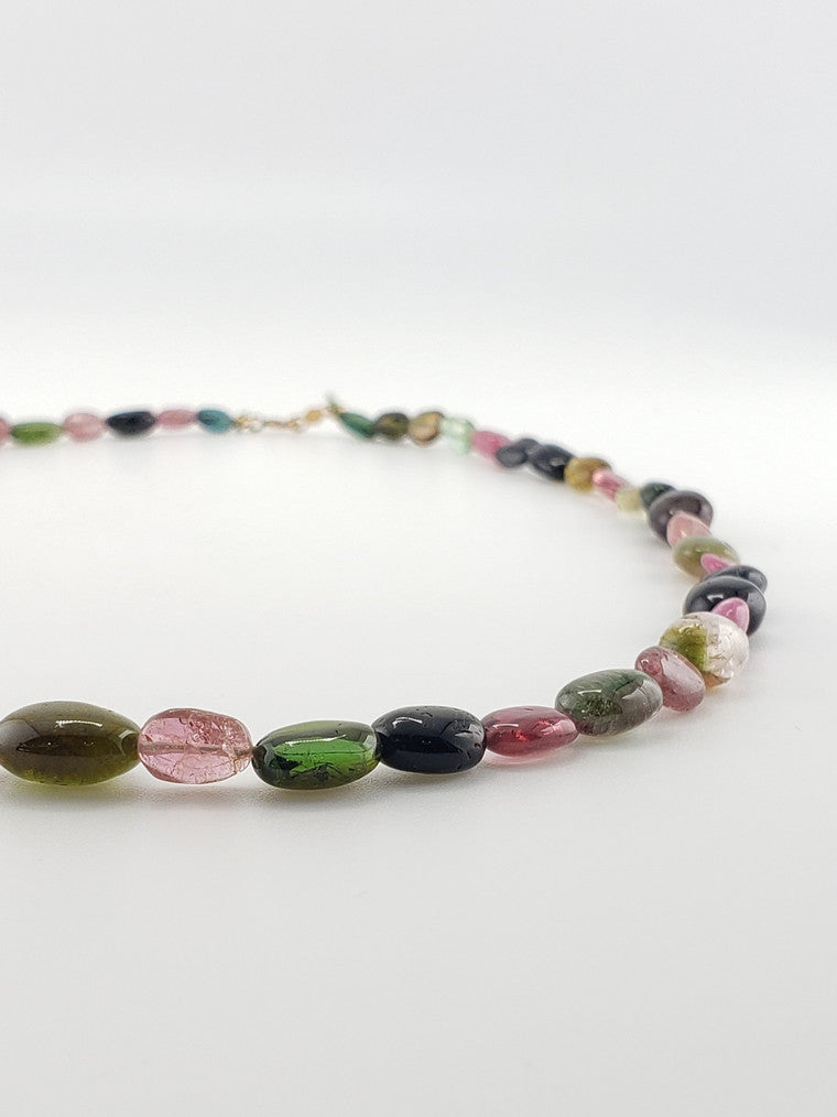 Watermelon Tourmaline Bead Necklace