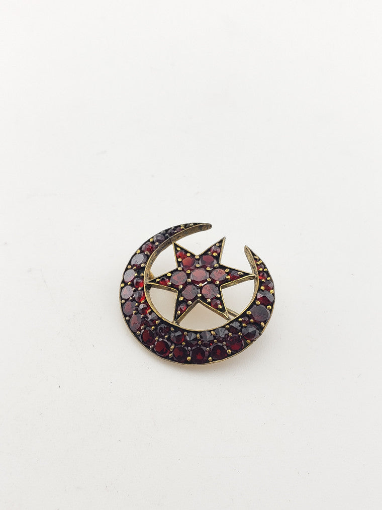 Victorian Cresent Moon+Star Pin