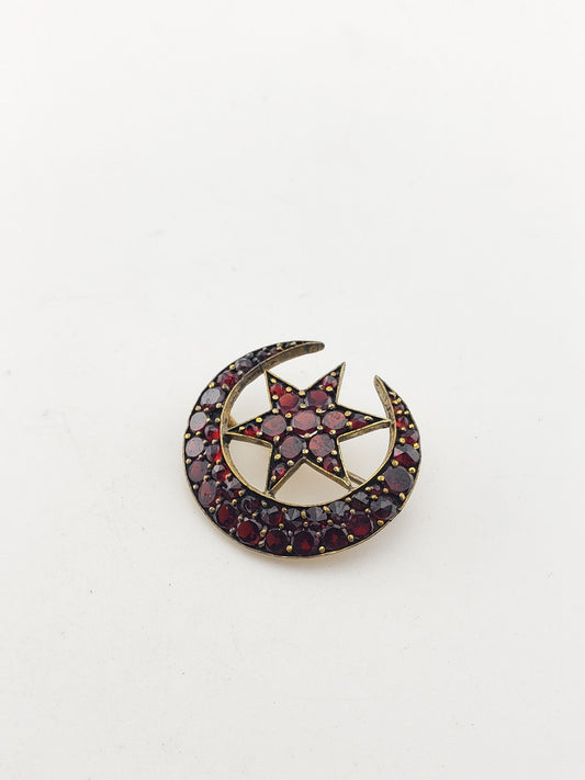 Victorian Cresent Moon+Star Pin