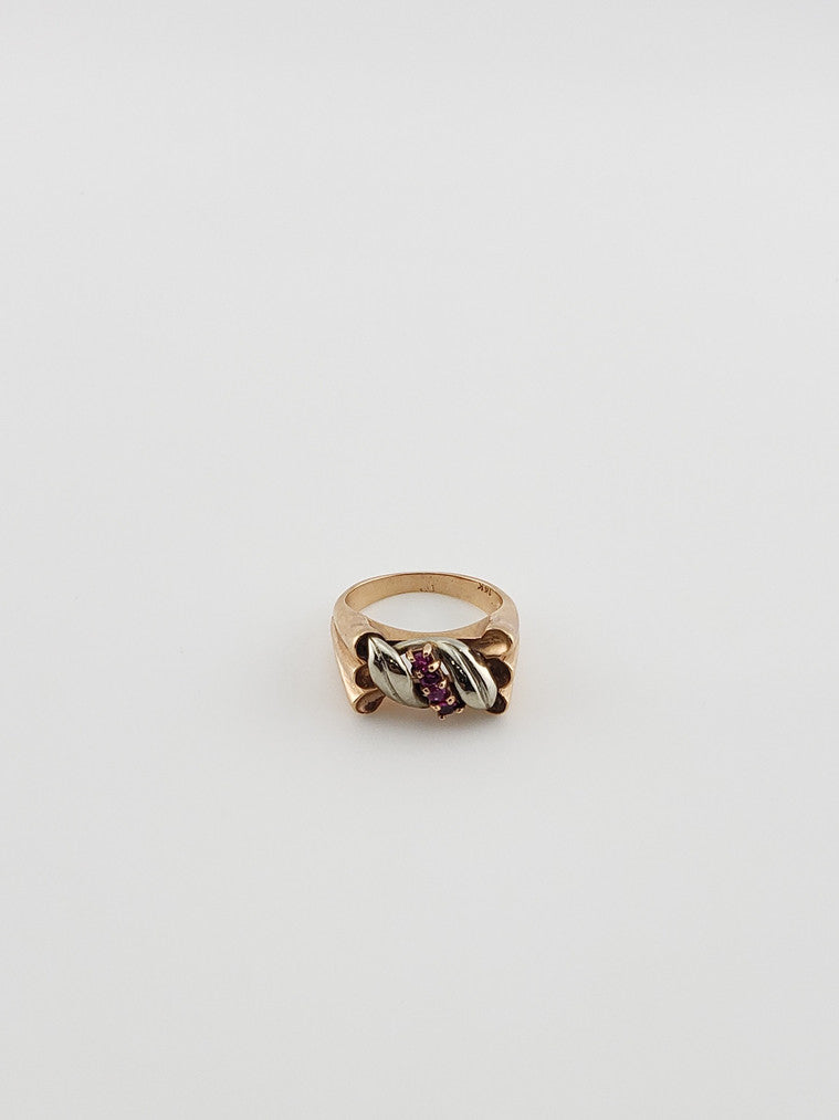 Two Tone Twisted Ruby Ring