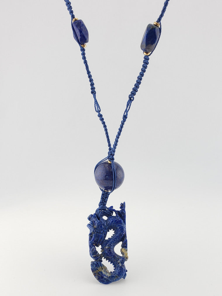 Lapis Macrame Necklace