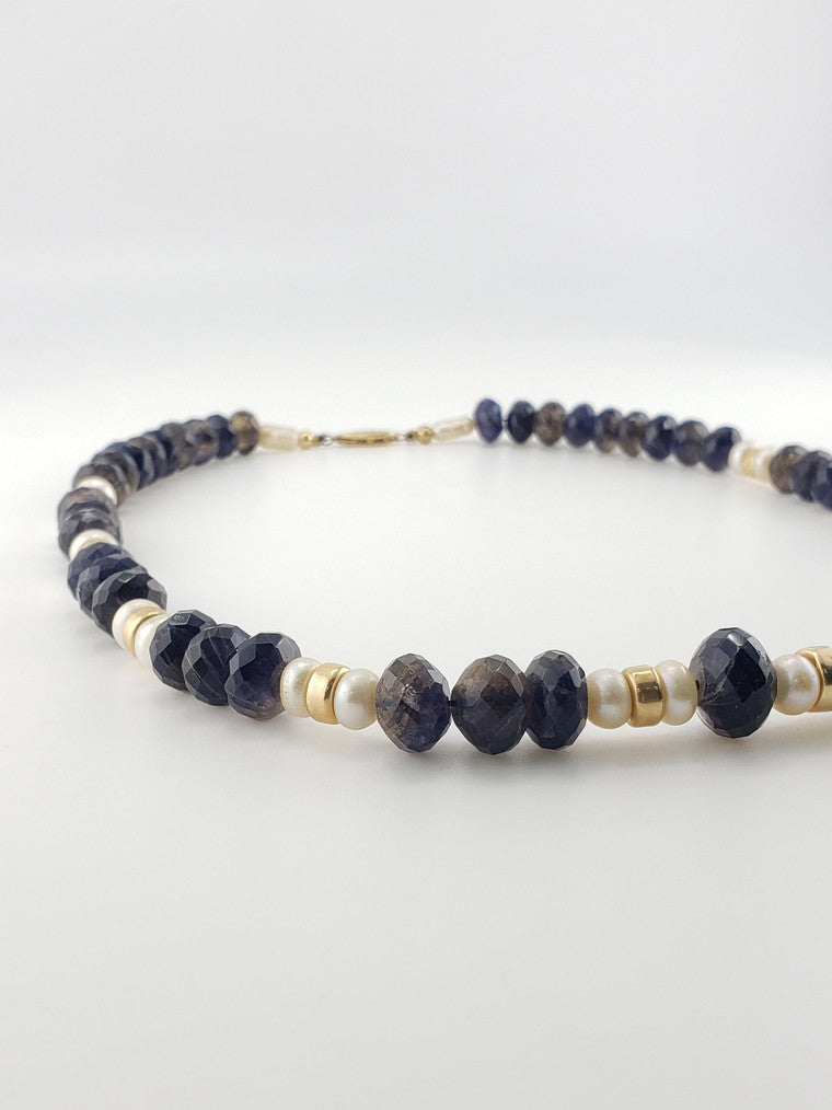 Faceted Iolite Bead Necklace