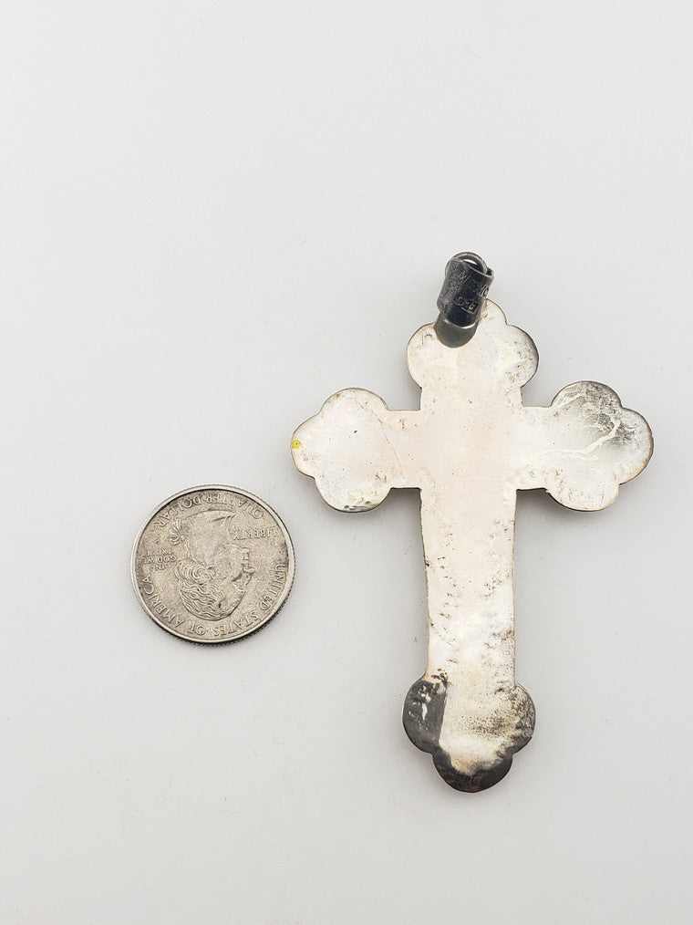SS Malachite & Jasper Cross Pendant