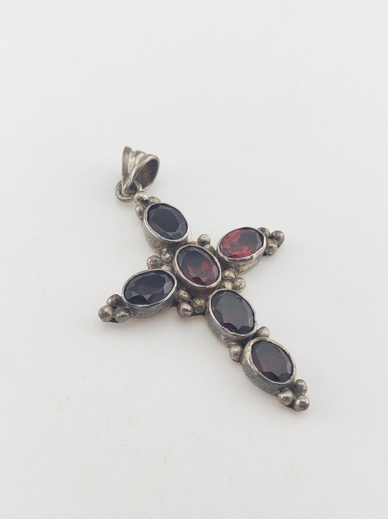 SS Garnet Cross Pendant  #7