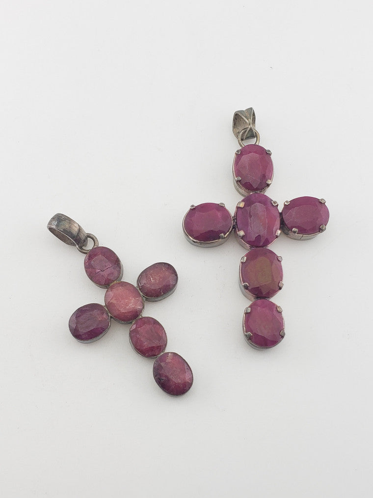SS Ruby Stone Cross Pendant
