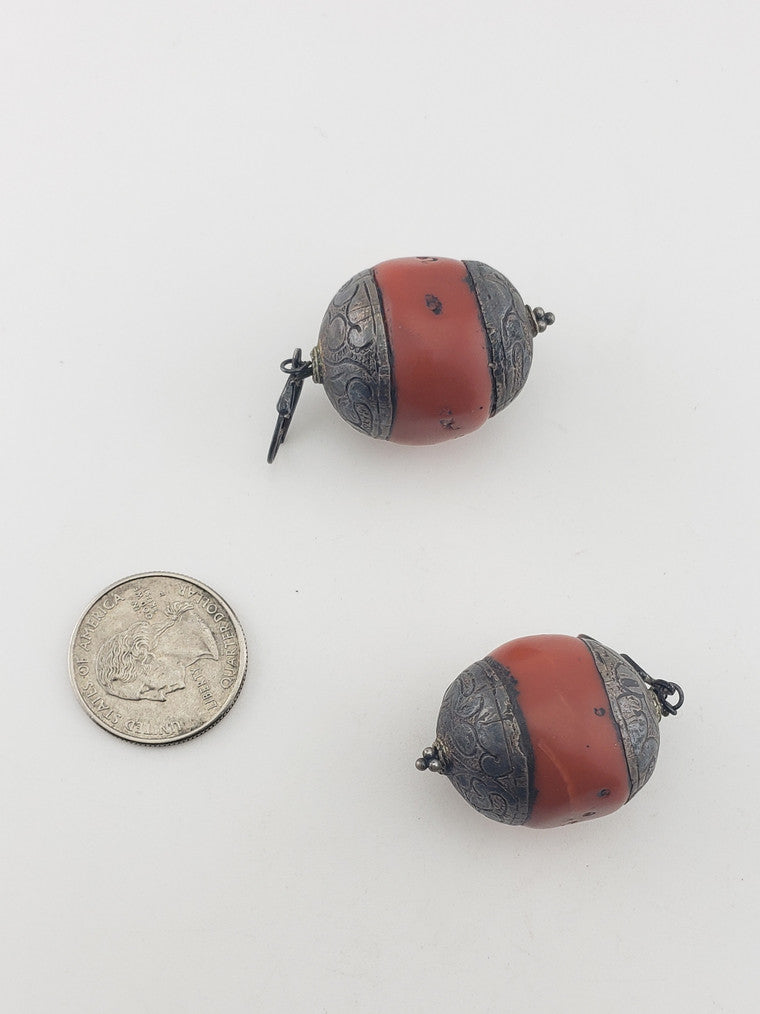 SS Tibet Coral Earrings