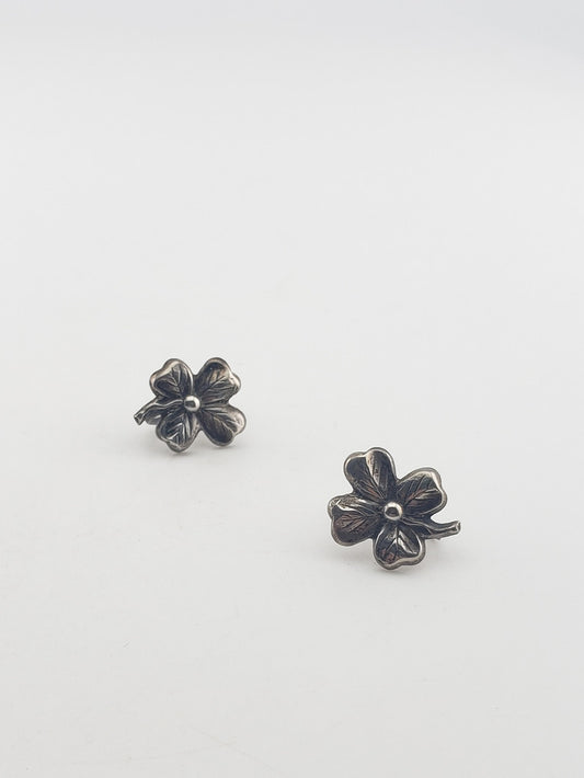 SS Clover Leaf Screwback Earrings