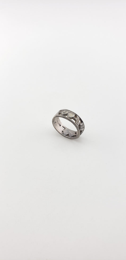 Silver Scrolling Heart Band