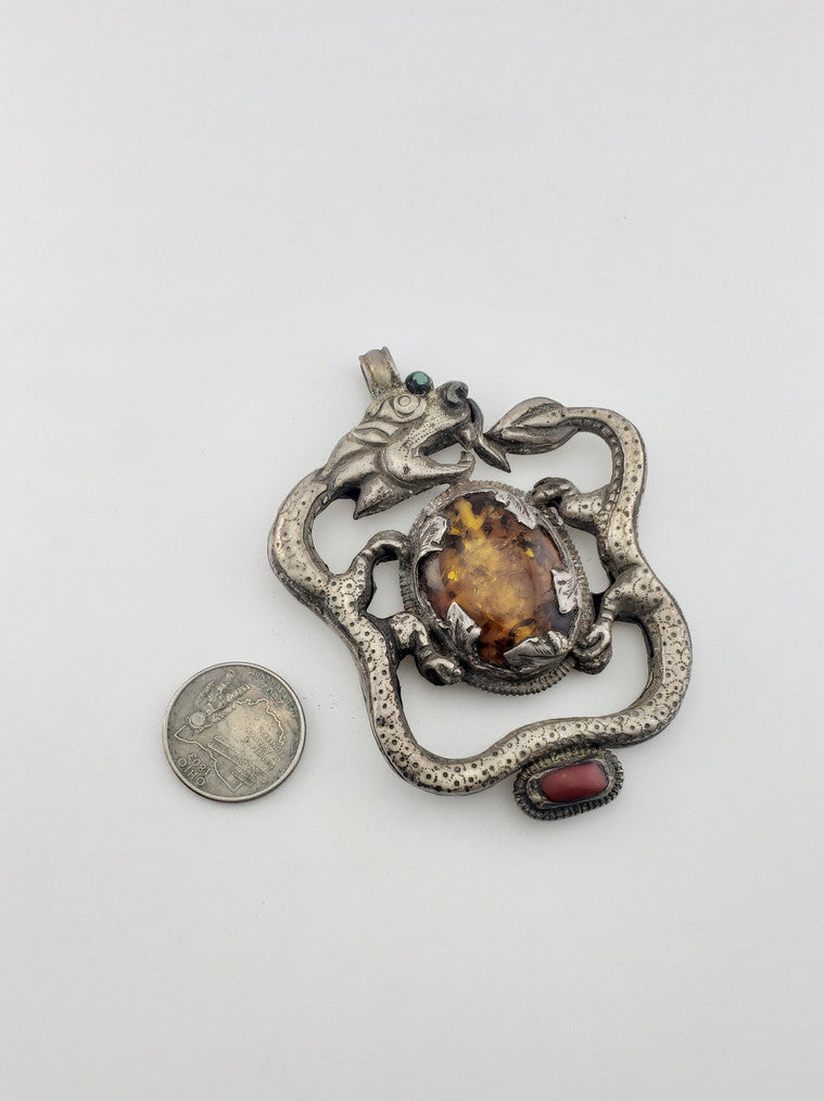 SS Dragon w/ Amber Pendant