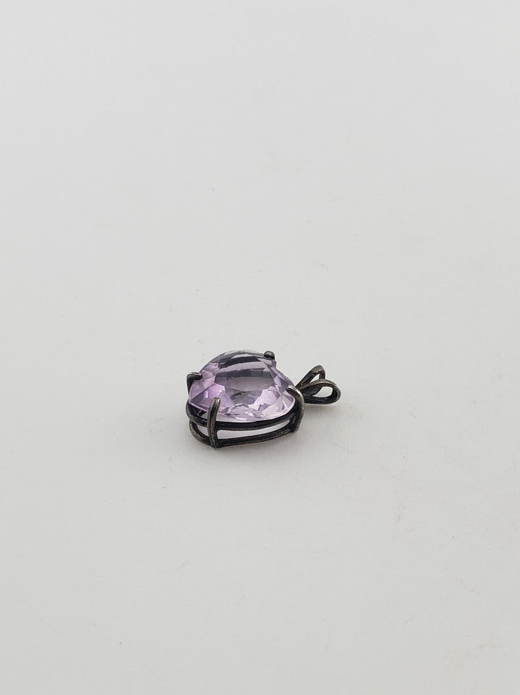 SS Lavender Quartz Heart Pendant