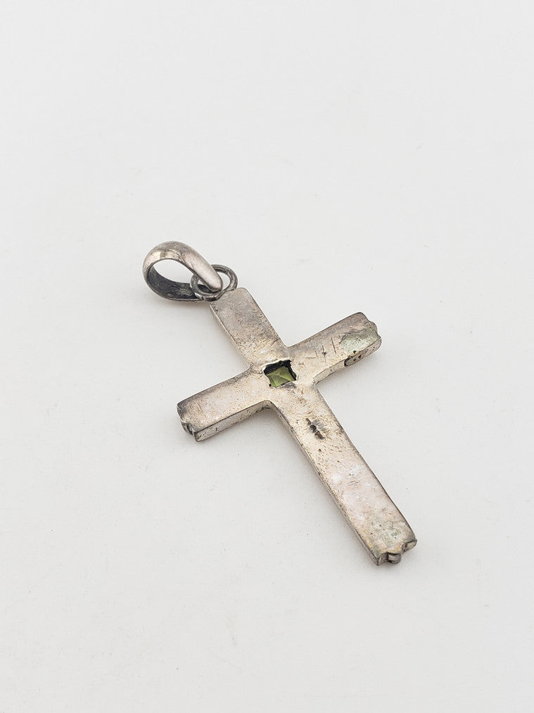 SS Peridot Cross Pendant