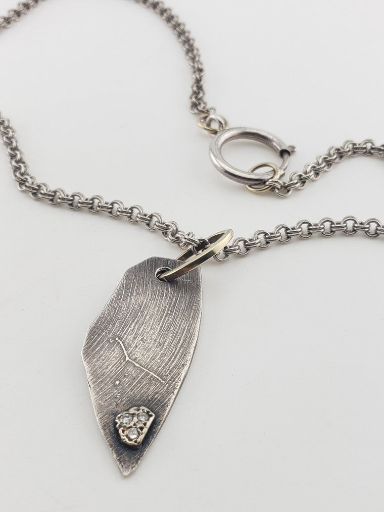 SS w/ 14KW Gold Diamond Necklace & Pendant