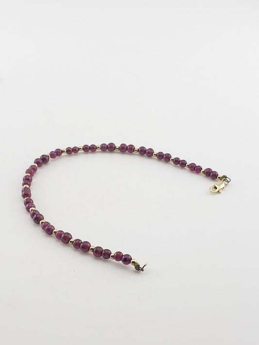 Synthetic Ruby Beaded Bracelet