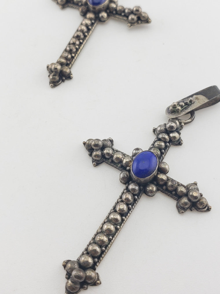 SS Cross w/ Center Stone Pendant