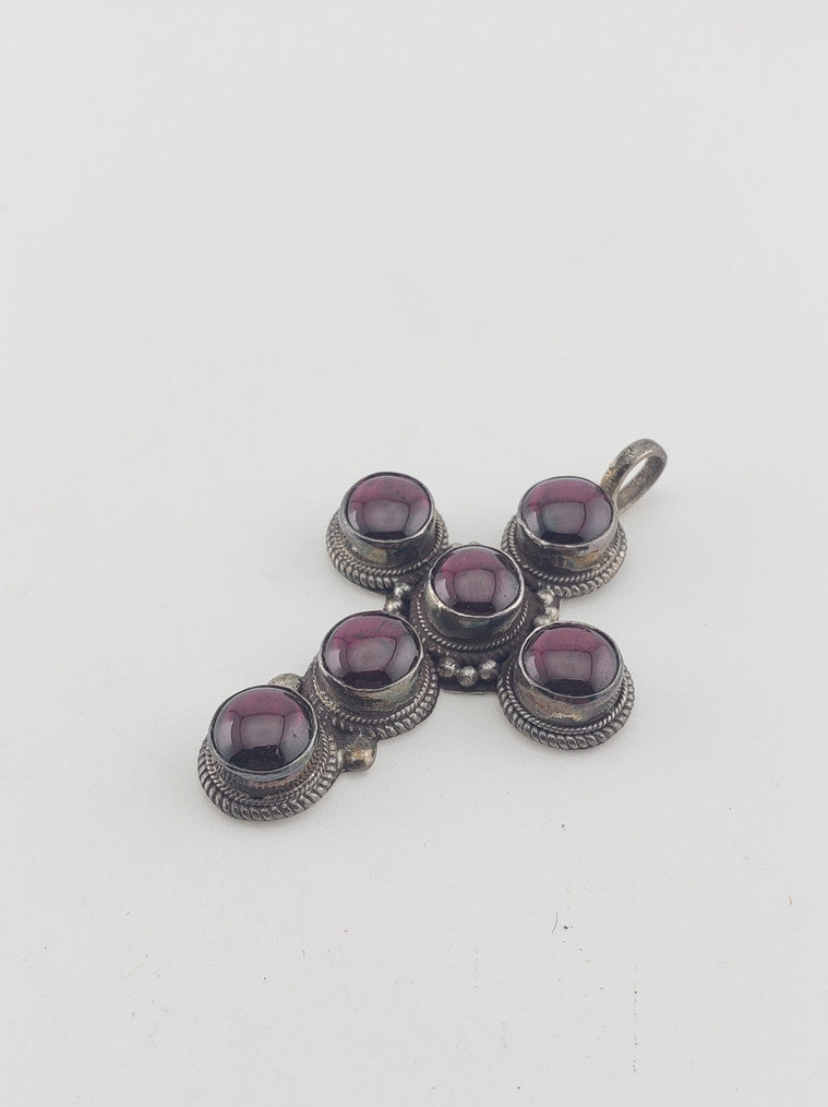 SS Ruby Cross Pendant