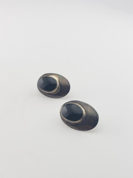 SS Black Onyx Earrings