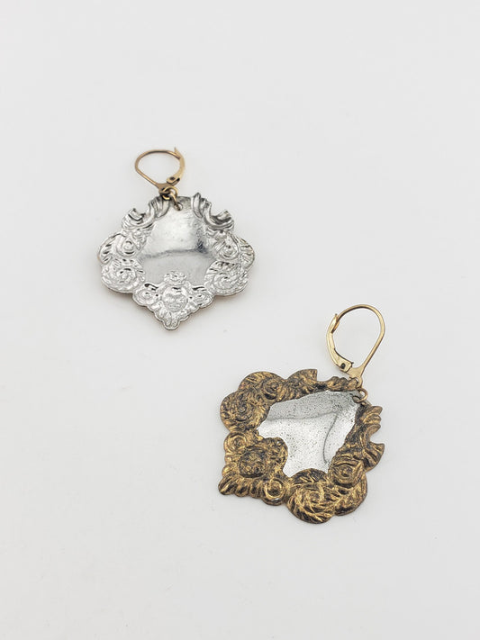 SS & Vermeil Frame Leverback Earrings