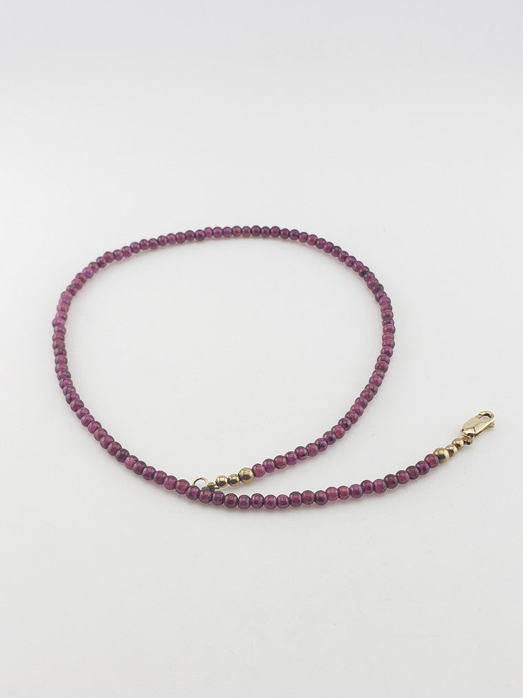 Synthetic Ruby Beaded Necklace
