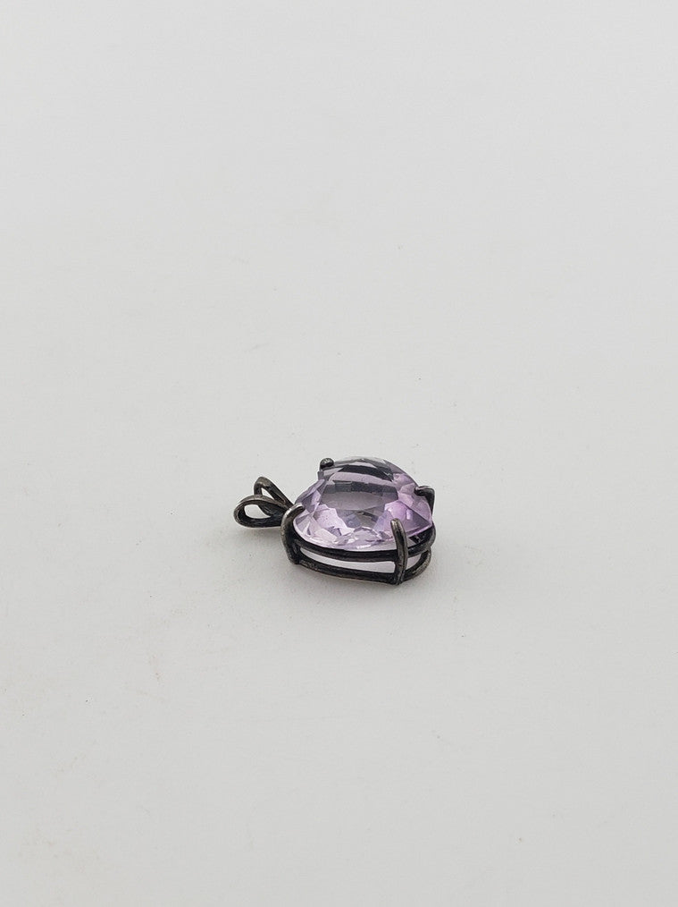 SS Lavender Quartz Heart Pendant