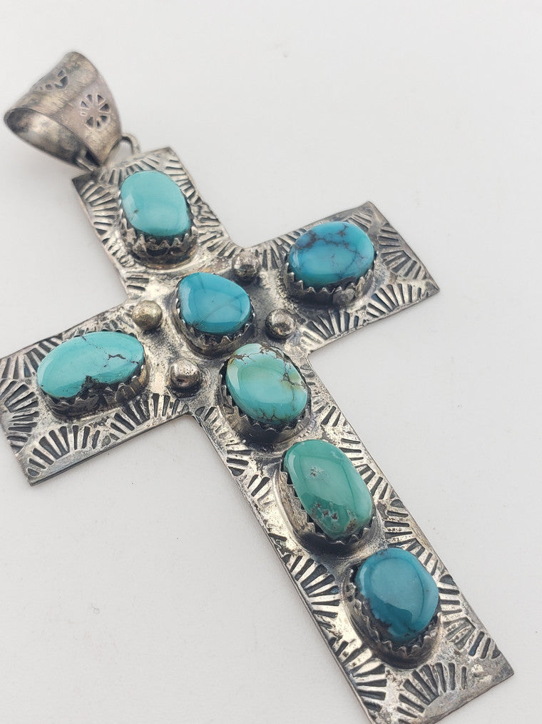 SS Turquoise Cross Pendant #2