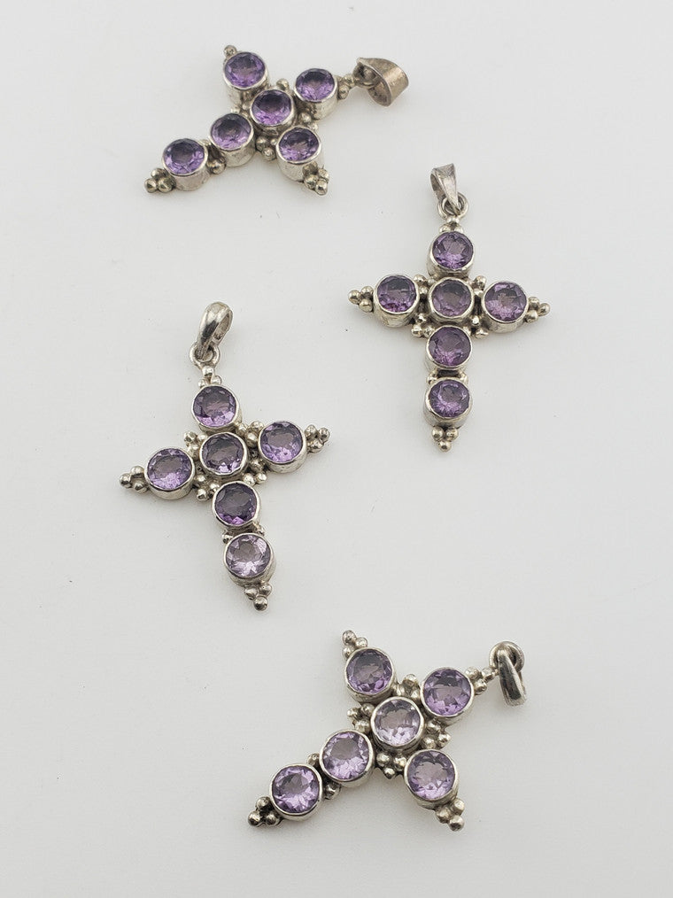 SS Amethyst Cross Pendant #1