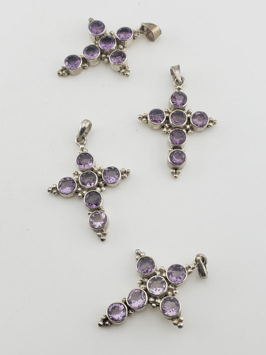 SS Amethyst Cross Pendant #1