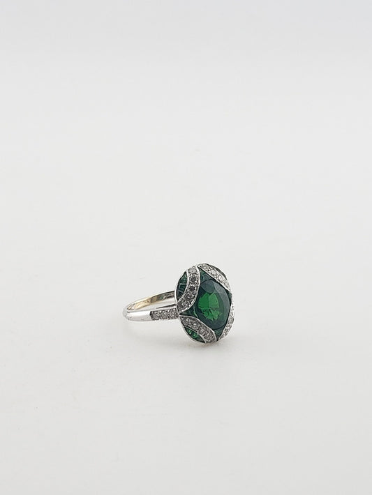 Tsavorite Garnet & Diamond Ring